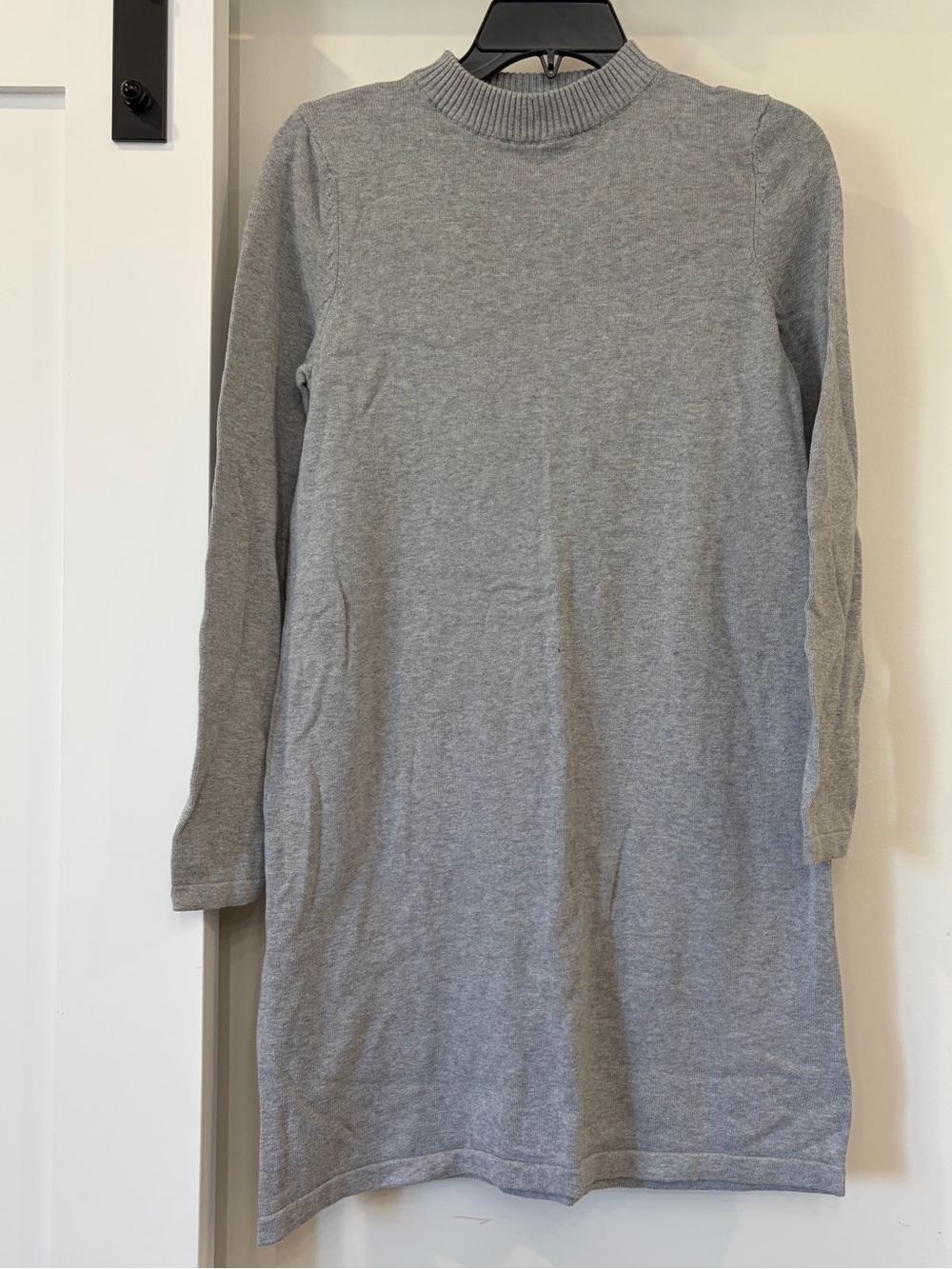 Gray Long Sleeve Knit Sweater Dress
